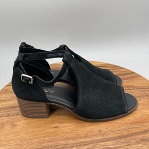 UGG Koolaburra Ashlyn Sandals Womens Size 11 Black Perforated Suede Block Heel